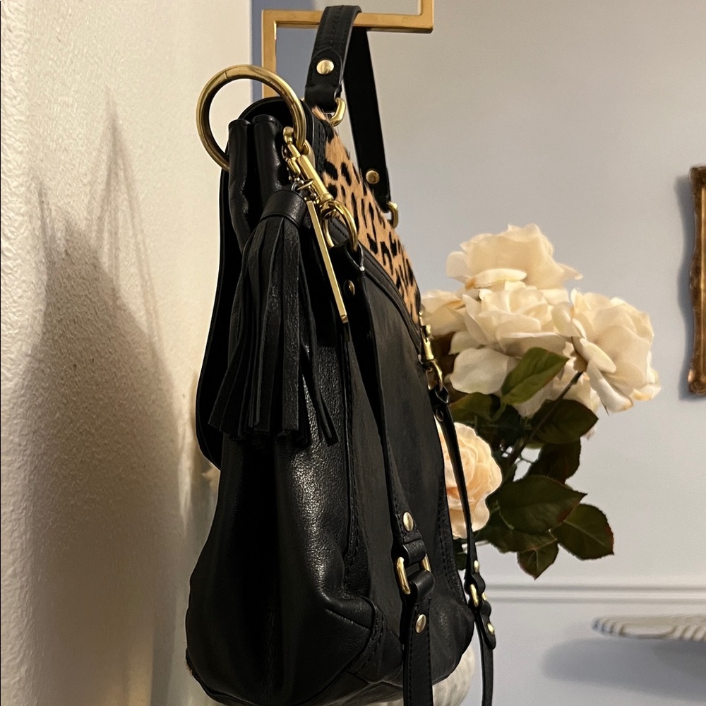 Coach Leopard  Pony-hair top handle shoulder strap with  and gold hardware. - Picture 3 of 10